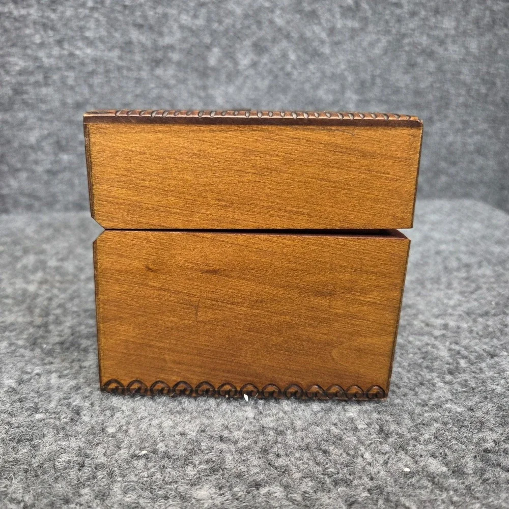 Vintage Wooden Hand Carved Polish Trinket Jewelry Storage Box Made In Poland